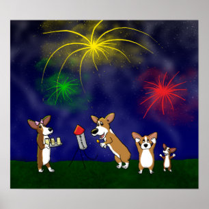 Corgi Juli 4e Poster van het Vuurwerk