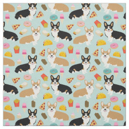 Corgi Junk Food Fabric - Corgis design Stof