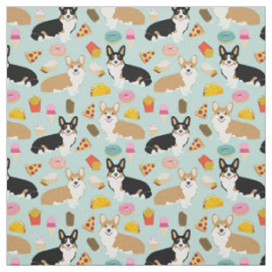 Corgi Junk Food Fabric - Corgis design Stof