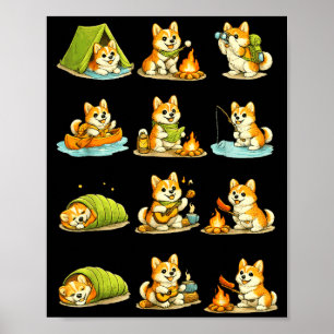 Corgi kamperen cute hond wandelen camper familie poster