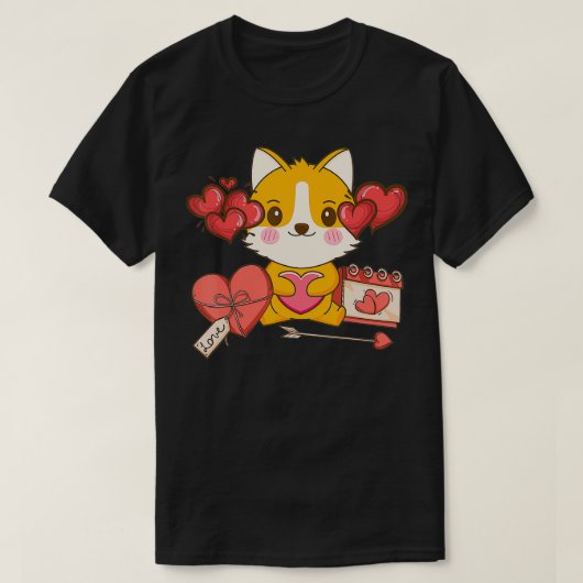 Corgi Kawaii Valentijnsdag Cute Doggie Puppy VDay T-shirt (Design voorkant)
