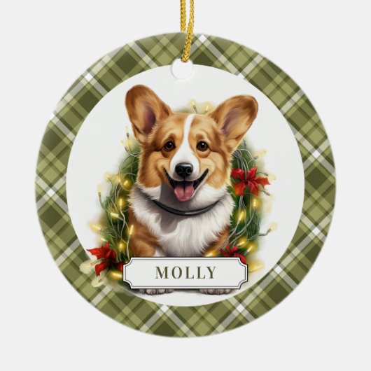 Corgi keramische cirkel Ornament (Voorkant)