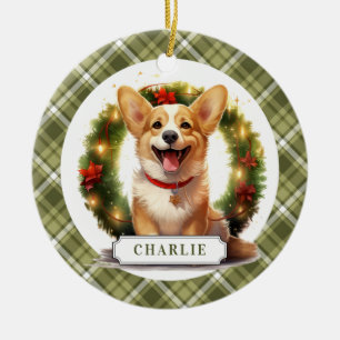 Corgi keramische cirkel Ornament