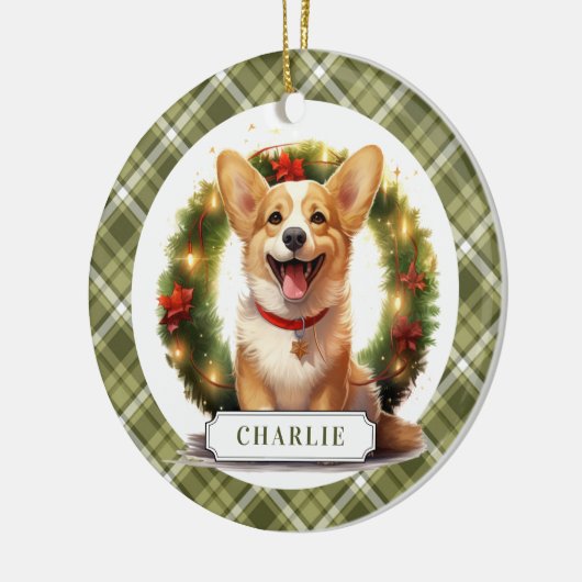 Corgi keramische cirkel Ornament (Links)
