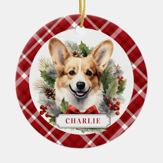 Corgi keramische cirkel Ornament (Voorkant)