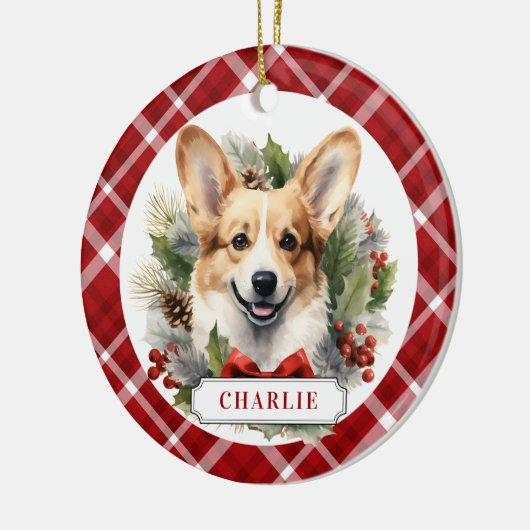Corgi keramische cirkel Ornament (Links)