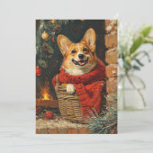 Corgi kerst feestdagenkaart (Staand voorkant)