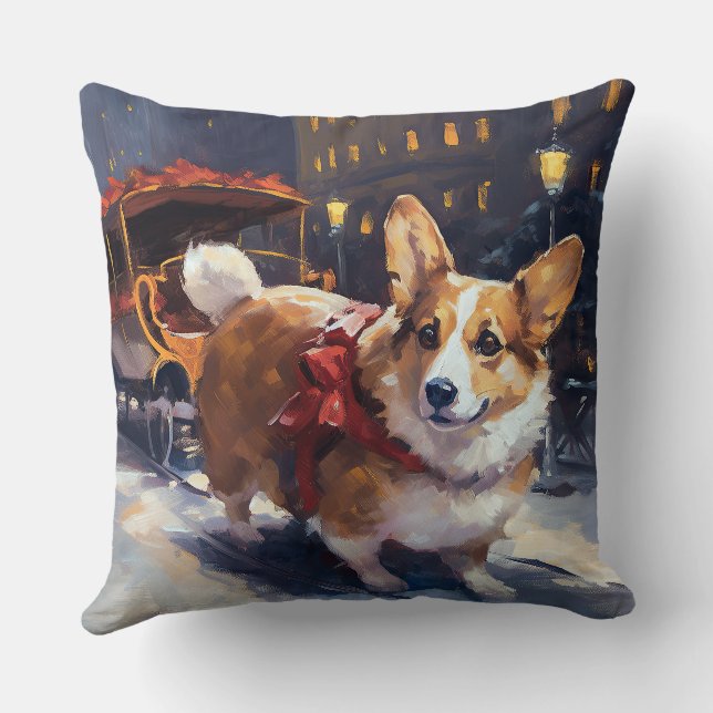 Corgi Kerst Feestelijke Periode Kussen (Achterkant)