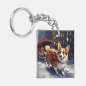 Corgi Kerst Feestelijke Periode Sleutelhanger (Voorkant Links)