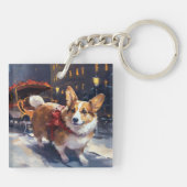Corgi Kerst Feestelijke Periode Sleutelhanger (Achterkant)