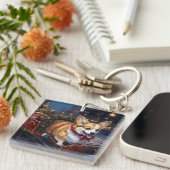 Corgi Kerst Feestelijke Periode Sleutelhanger (Voorkant Rechts)