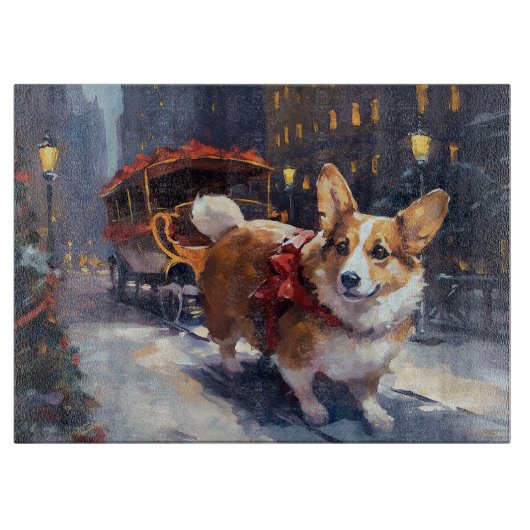 Corgi Kerst Feestelijke Periode Snijplank (Voorkant)