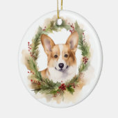 Corgi Kerst Krans Festieve Pup Keramisch Ornament (Links)