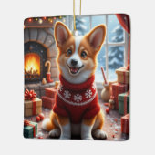 Corgi Kerst Kunst Keramisch Ornament (Links)