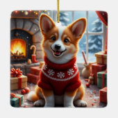 Corgi Kerst Kunst Keramisch Ornament (Achterkant)