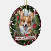Corgi Kerst Ornament, personaliseer uw puppy's Keramisch Ornament (Rechts)