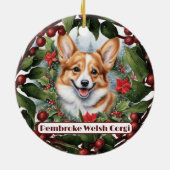 Corgi Kerst Ornament, personaliseer uw puppy's Keramisch Ornament (Achterkant)