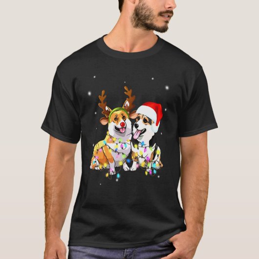 Corgi Kerst Reindeer Hond T-shirt (Voorkant)