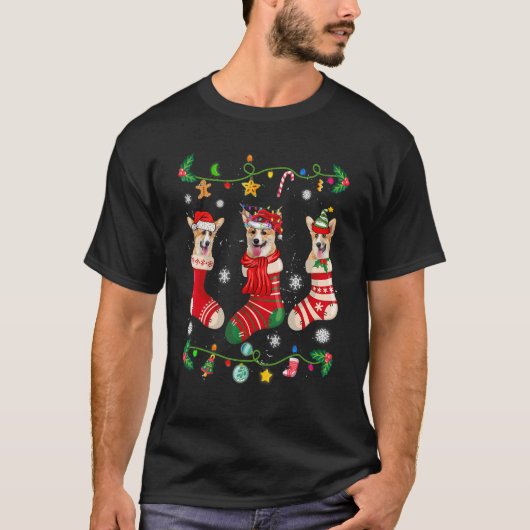 Corgi Kerst Soks Xmas Hond T-shirt (Voorkant)