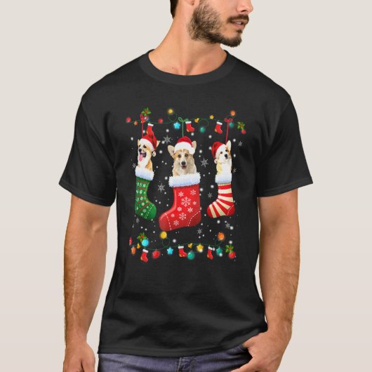 Corgi Kerst Soks Xmas Pyjama Hond T-shirt (Voorkant)