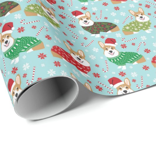 Corgi-kerstbeker Gift Wrap Cadeaupapier (Rol Hoek)