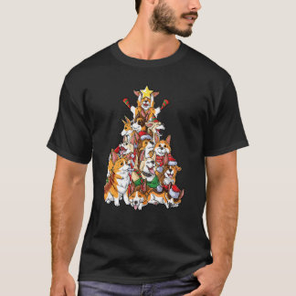 Corgi-kerstboom Corgi-kerstpyjama-Mannen T-shirt