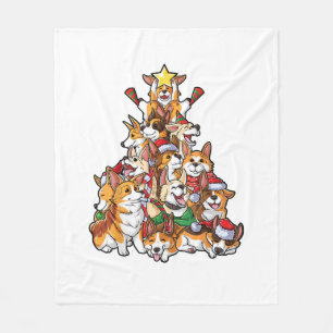 Corgi kerstboom Dog Santa Merry Corgmas Fleece Deken