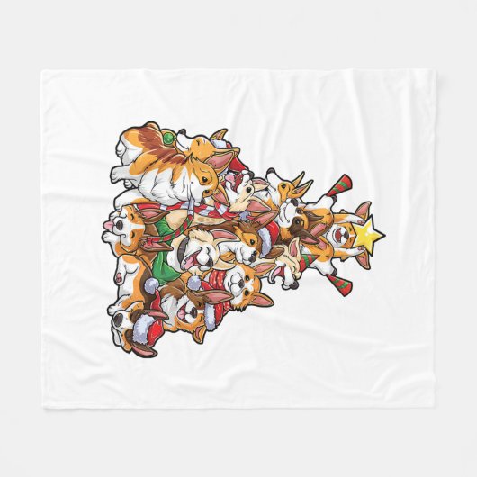 Corgi kerstboom Dog Santa Merry Corgmas Fleece Deken (Voorkant (Horizontaal))