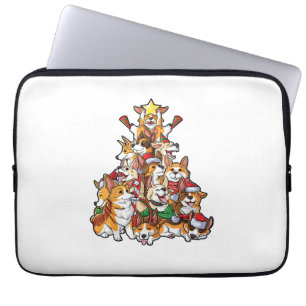 Corgi kerstboom Dog Santa Merry Corgmas Laptop Sleeve