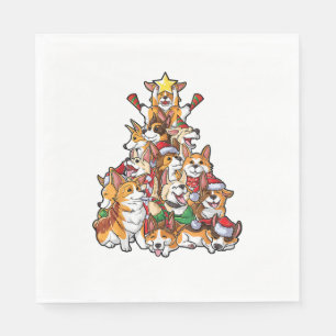 Corgi kerstboom Dog Santa Merry Corgmas Servet