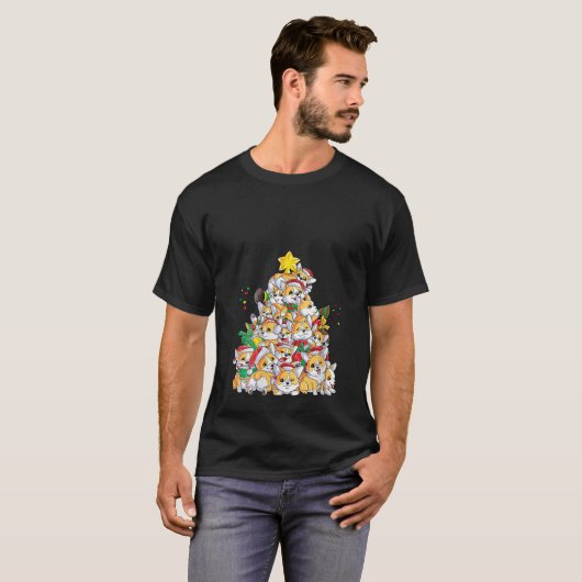 Corgi kerstboom Dog Santa Merry Corgmas T-shirt (Voorkant volledig)