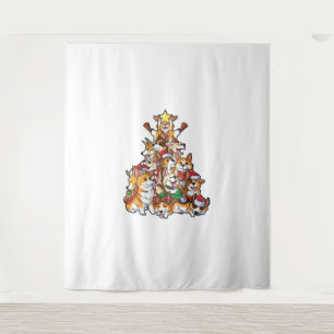 Corgi kerstboom Dog Santa Merry Corgmas Wandkleed