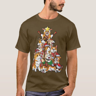 Corgi-kerstboom Funny Corgi-kerstpyjama T-shirt
