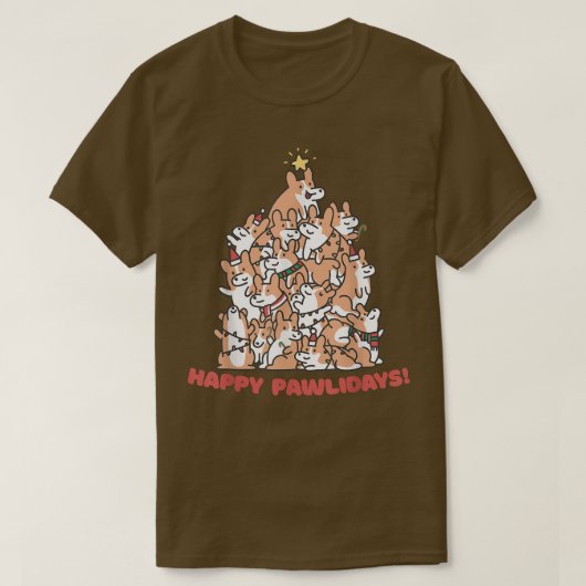 Corgi-kerstboom Happy Pawlidays Cute T-shirt (Design voorkant)