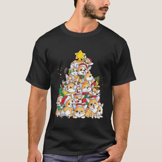 Corgi-kerstboom T-shirt (Voorkant)