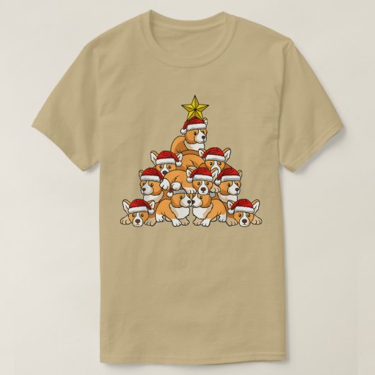 Corgi-kerstboomkalveren T-shirt (Design voorkant)