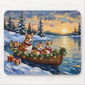 Corgi Kerstboot Vakantie Muismat (Voorkant)