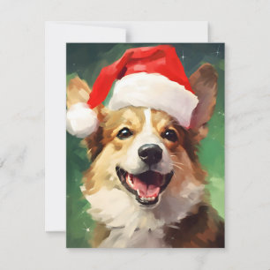 Corgi Kerstborstel schilderen kunstwerk Feestdagenkaart