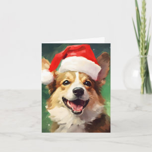 Corgi Kerstborstel schilderen kunstwerk Kaart