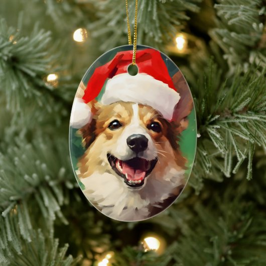 Corgi Kerstborstel schilderen kunstwerk Keramisch Ornament (Boom)