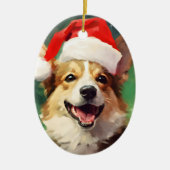 Corgi Kerstborstel schilderen kunstwerk Keramisch Ornament (Voorkant)