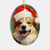 Corgi Kerstborstel schilderen kunstwerk Keramisch Ornament (Achterkant)