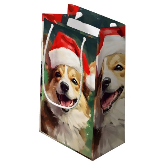 Corgi Kerstborstel schilderen kunstwerk Klein Cadeauzakje (Achterkant Gekanteld)