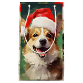 Corgi Kerstborstel schilderen kunstwerk Klein Cadeauzakje (Voorkant)