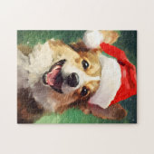 Corgi Kerstborstel schilderen kunstwerk Legpuzzel (Horizontaal)
