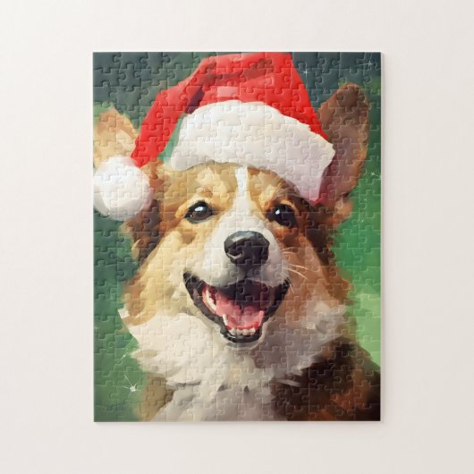 Corgi Kerstborstel schilderen kunstwerk Legpuzzel (Verticaal)