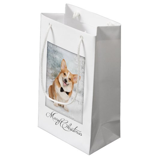 Corgi kerstcadeau klein cadeauzakje (Achterkant Gekanteld)