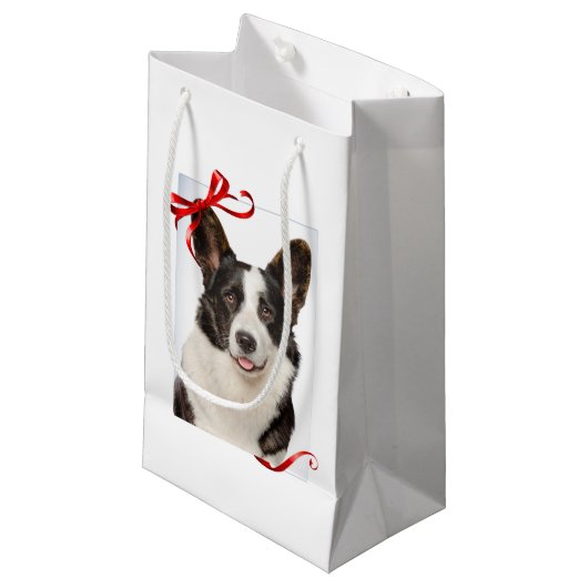 Corgi kerstcadeau klein cadeauzakje (Voorkant Gekanteld)