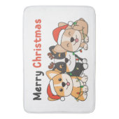 Corgi-kerstdieren die met de jute dogs pretkerst  badmat (Voorkant Verticaal)