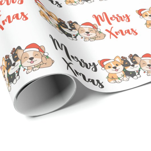 Corgi-kerstdieren klinken als feestdag cadeaupapier (Rol Hoek)